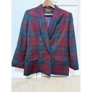 Giorgio Sant Angelo Vintage Plaid Double Breasted Blazer Women
